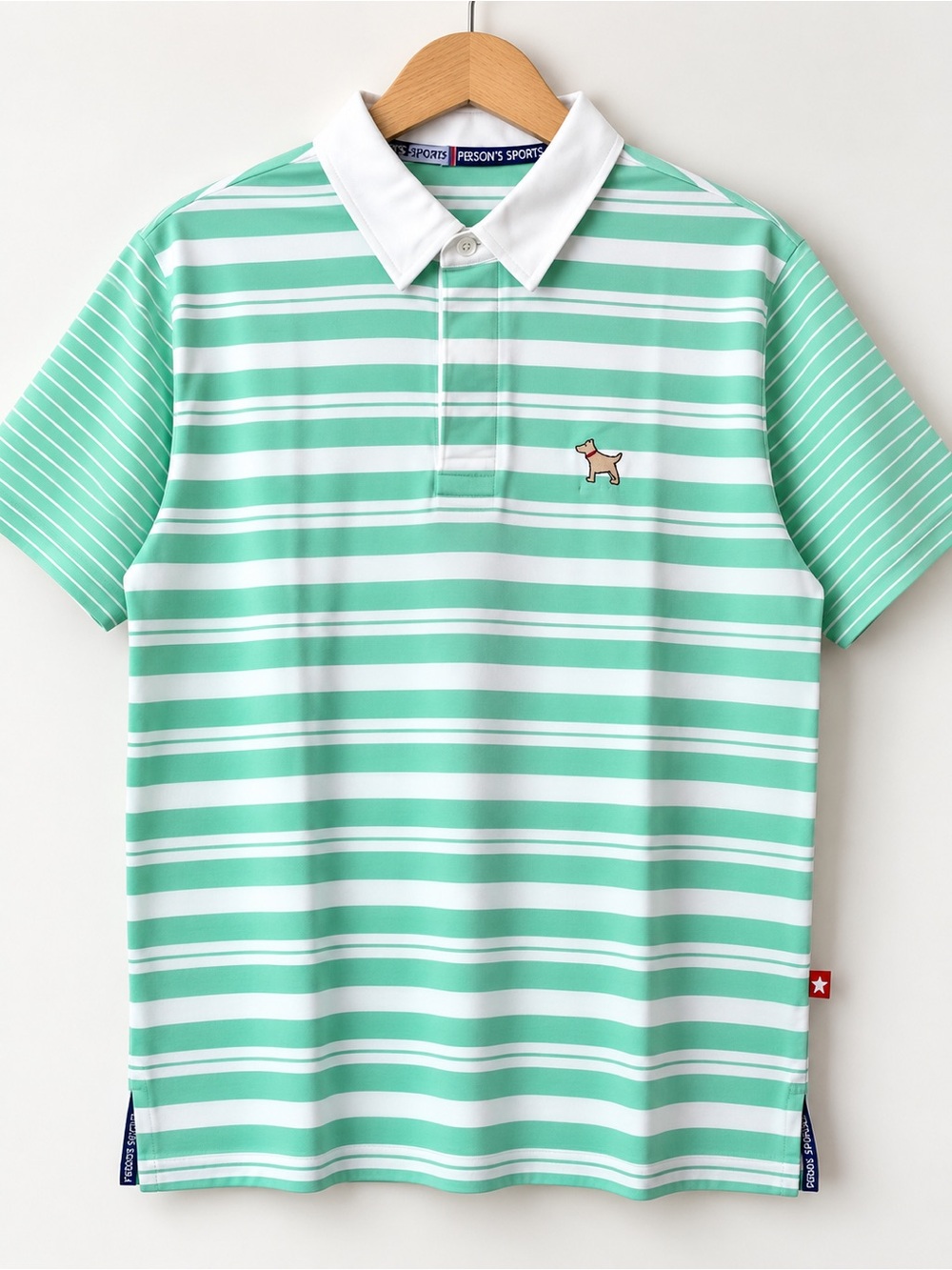 Person’s Sports Japan Mint Green Striped Polo Shirt Japanese Vintage M